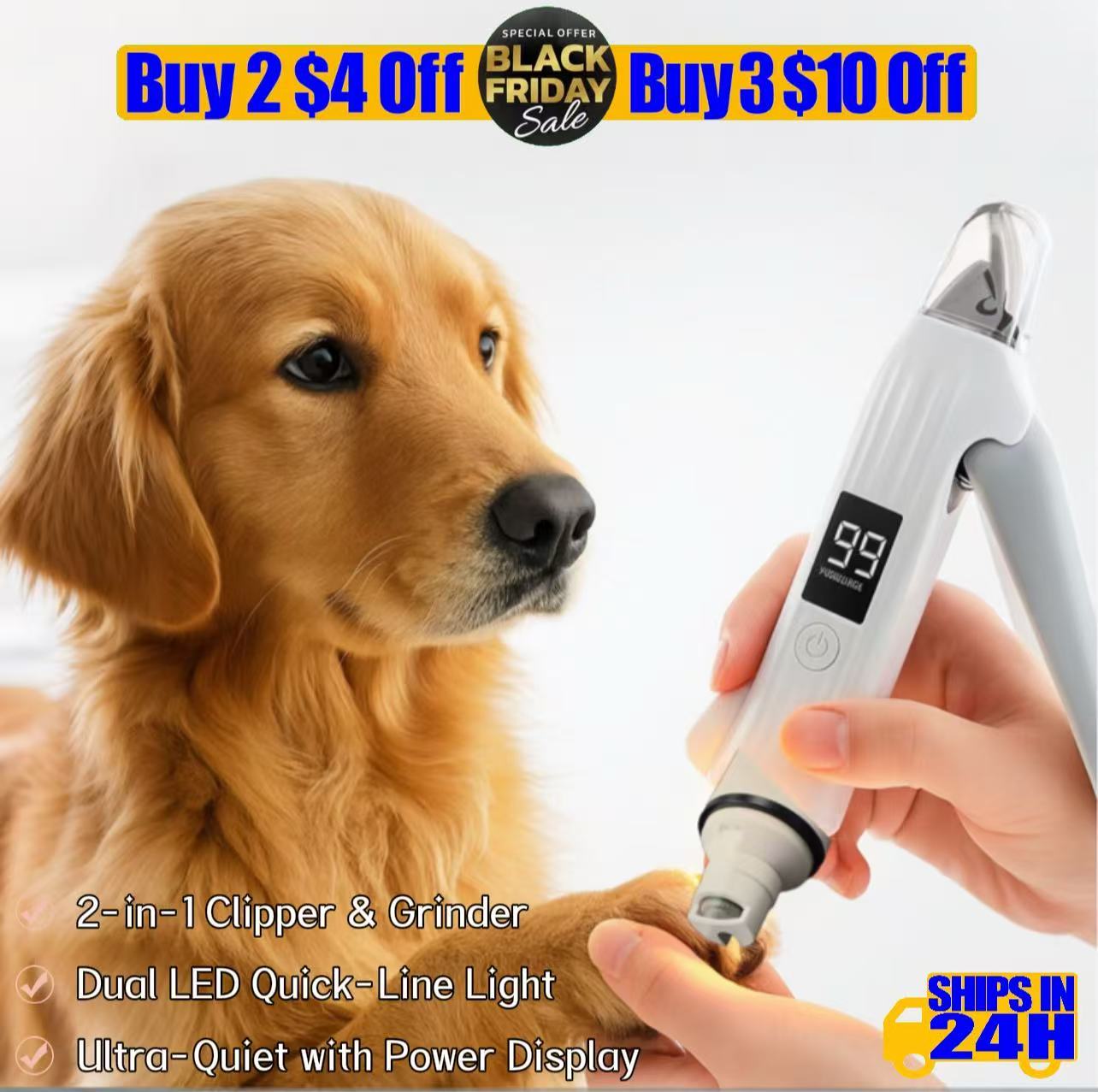 Pet Nail Grinder & Clipper – Safe Quiet Rechargeable Grooming Tool for Cats & Dogs