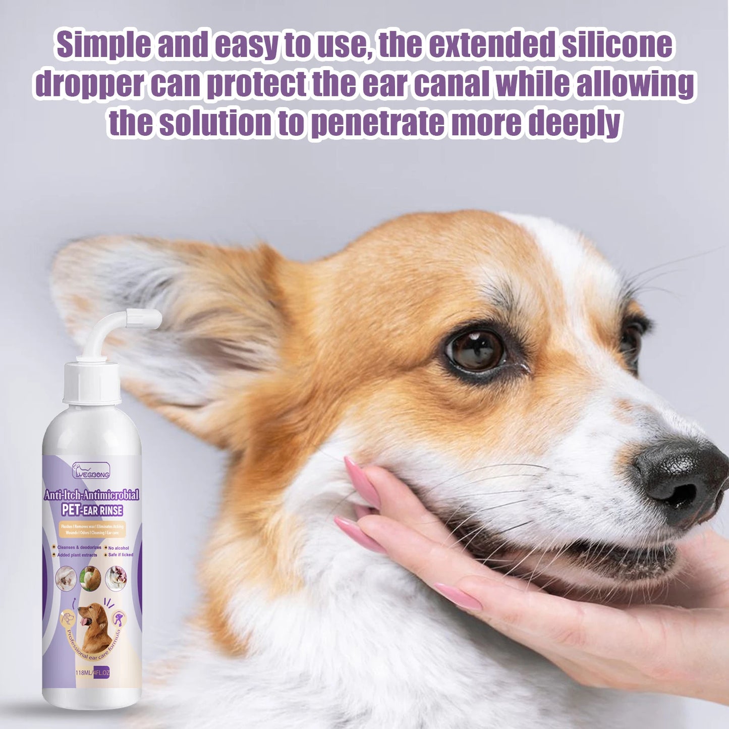Hypoallergenic Pet Ear Cleaning Solution Gentle Non Irritating Vet Recommended Cleansing for Dog Cat Sensitive Ear