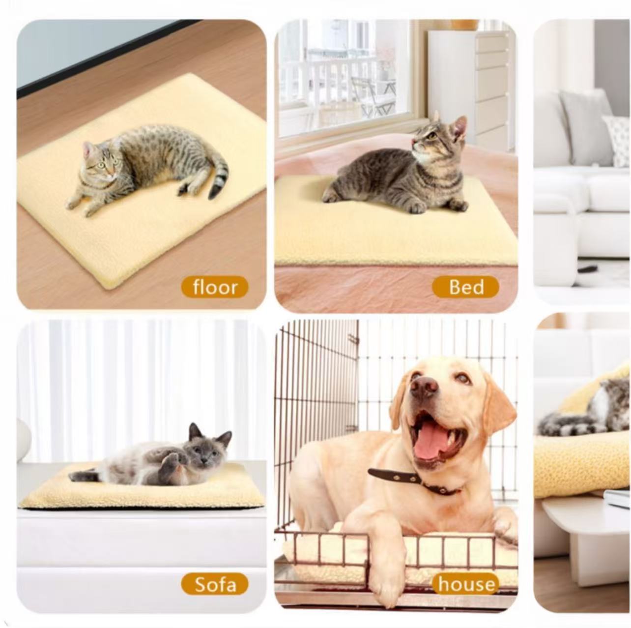 Warm Beige Sherpa Self-Heating Pet Mat — No-Plug Thermal Bed  for Cats & Dogs | Cozy, Silent, Non-Slip Christmas Deal