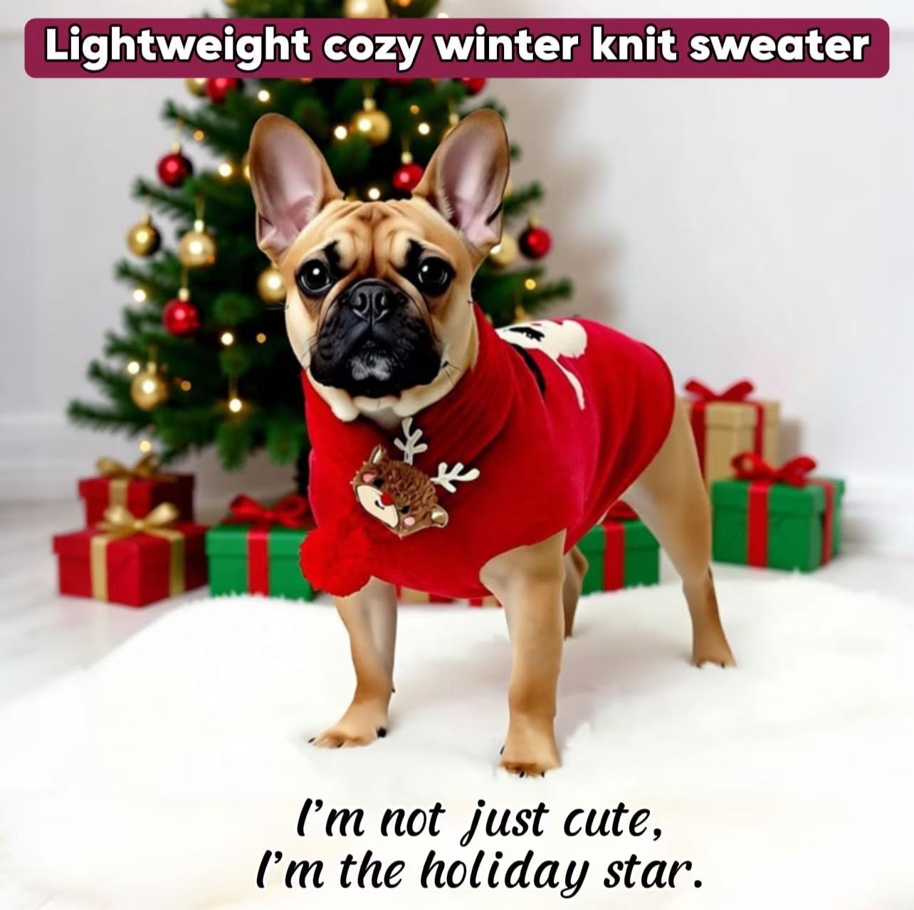 2025 Limited Edition Red-Nose Reindeer Pet Holiday Sweater & Scarf 2-Piece Set – Cozy,  Lightweight & Fur-Resistant Christmas Outfit for Dogs & Cats