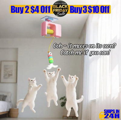 Black Friday Deal — Cat Yoyo Ball: Space-Saving Motorized Play, Free Feather Refill (Limited)