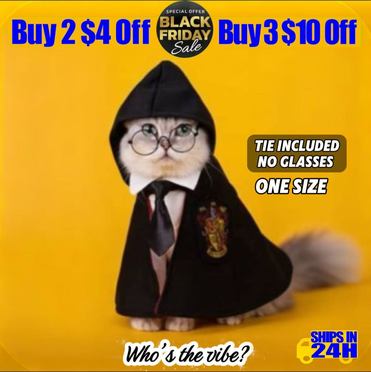 Black Friday Deal: Deluxe 3-Costume Pet Photo Set  — Wizard Cape+Hat, Shadow Cloak+Tie, Vampire Earl Cape+Tie  | Extra Owner Bonus: Free Reversible Red-Black Cape + 3-Layer Hooded Mesh Cape (Limited)