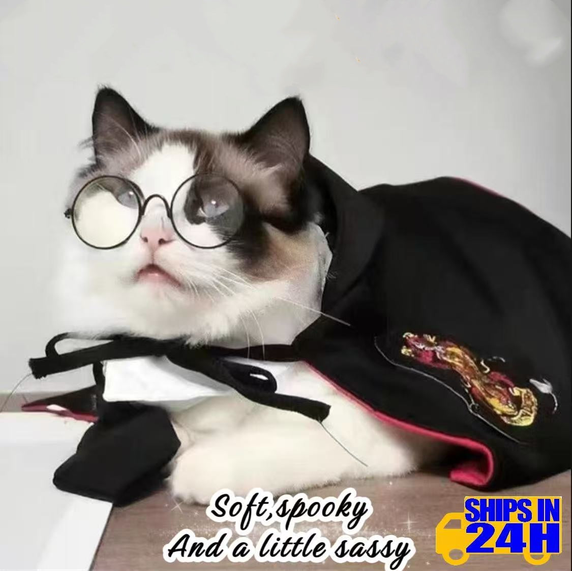 One-Size Hooded Pet Cloak – Cozy Halloween Cape for Dogs & Cats | Cute Pet Costume Outfit | Midnight Pet Cloak，PetCostume，HowloweenChallenge，HalloweenCat，SafeForPets，HalloweenSale