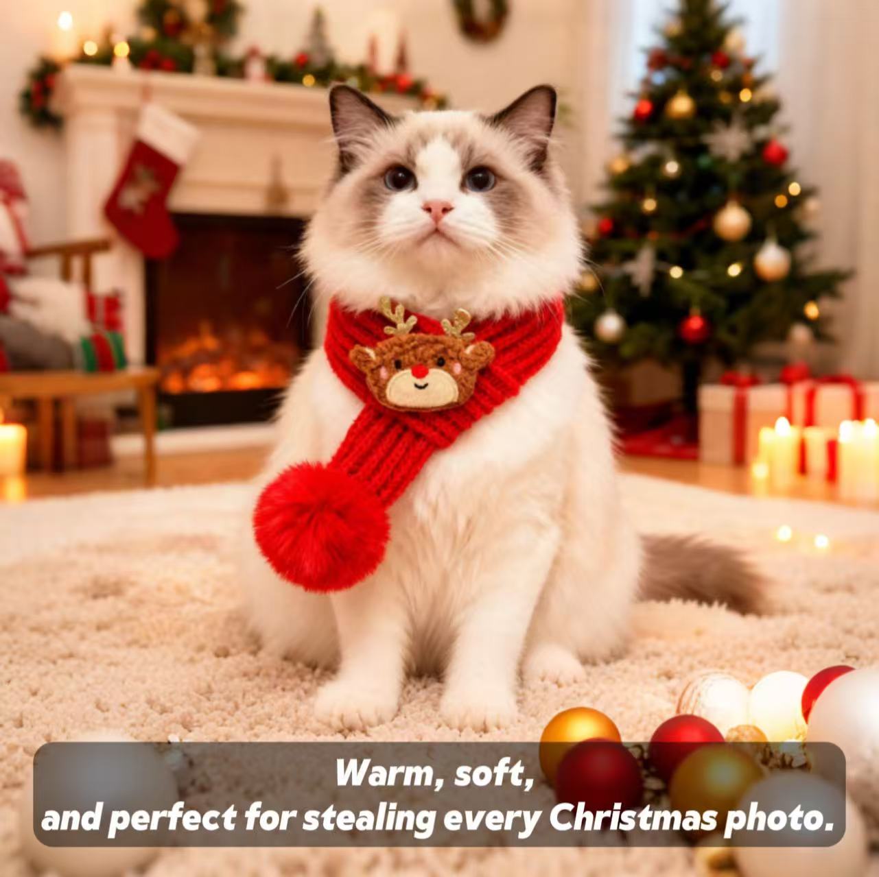 Christmas Pet Sweater for Dogs & Cats — Cozy Faux Fur Knit Holiday Outfit with Pom Pom (XS–XL)