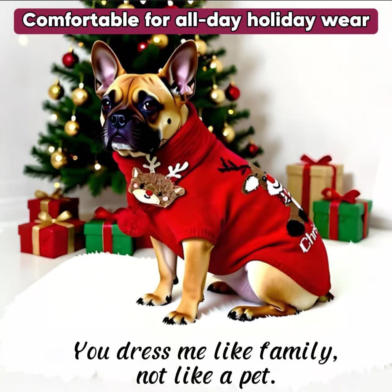 2025 Limited Edition Red-Nose Reindeer Pet Holiday Sweater & Scarf 2-Piece Set – Cozy,  Lightweight & Fur-Resistant Christmas Outfit for Dogs & Cats