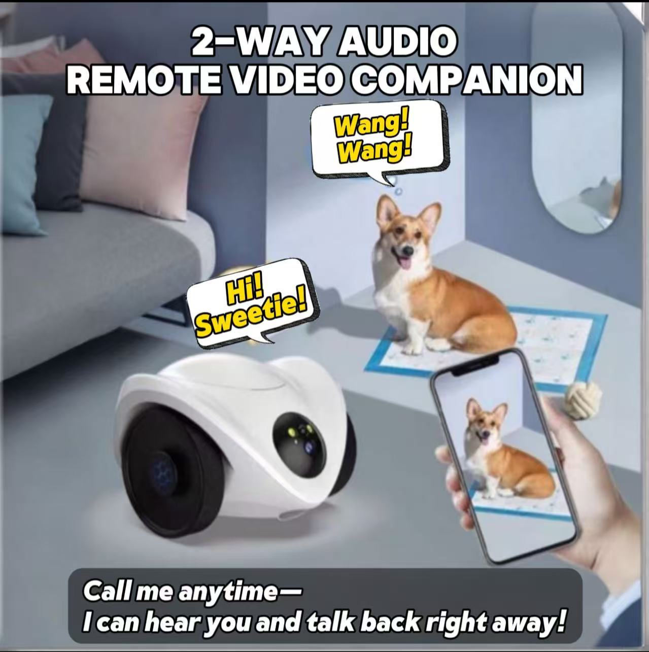 Pawpromise Smart Pet Companion Robot | Mobile Interactive Treat-Feeding Camera |  Two-Way Audio + Dual Lens Night Vision | Capture & Share Pet Moments | Premium Christmas Gift