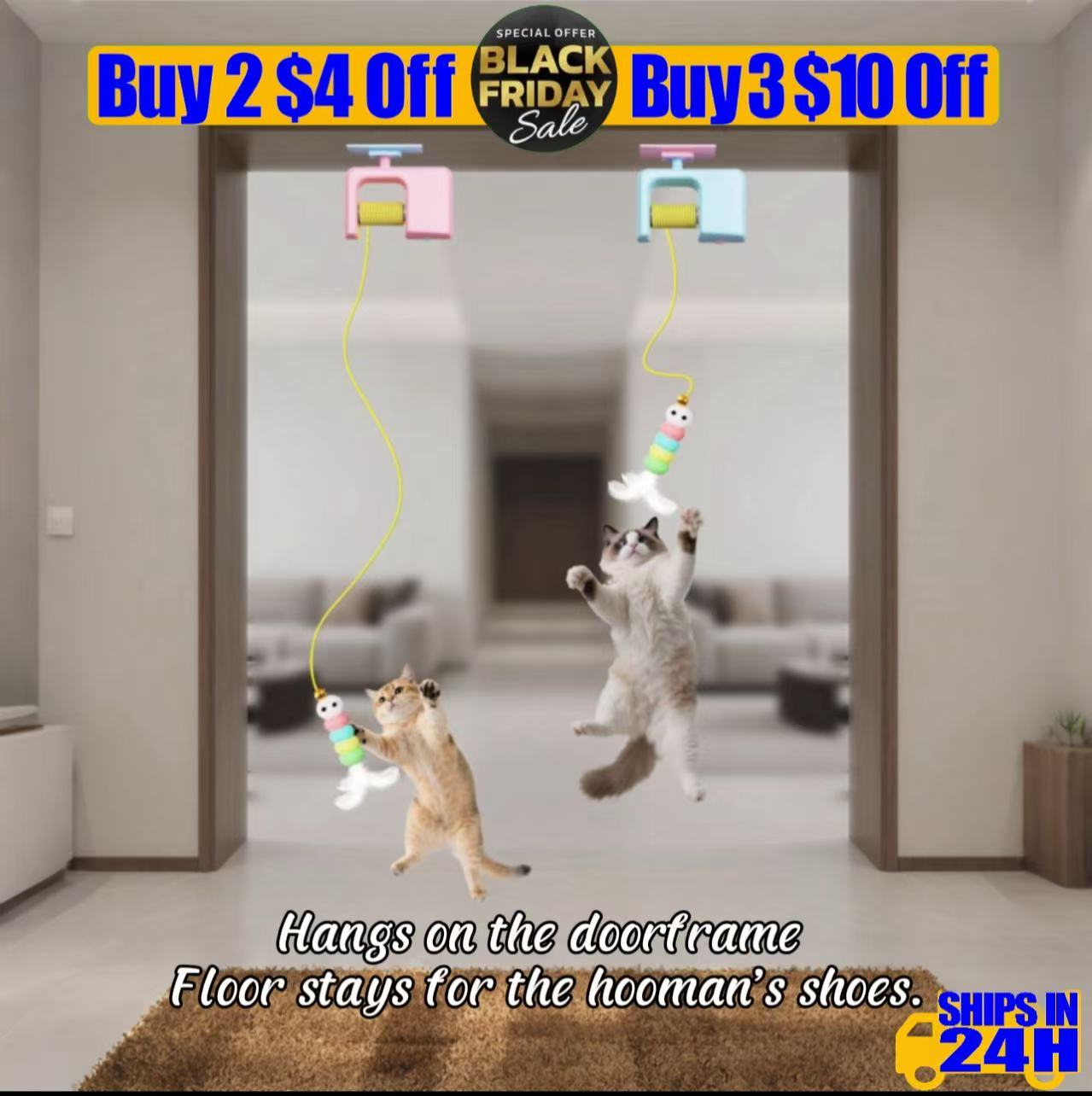 Black Friday Deal — Cat Yoyo Ball: Space-Saving Motorized Play, Free Feather Refill (Limited)
