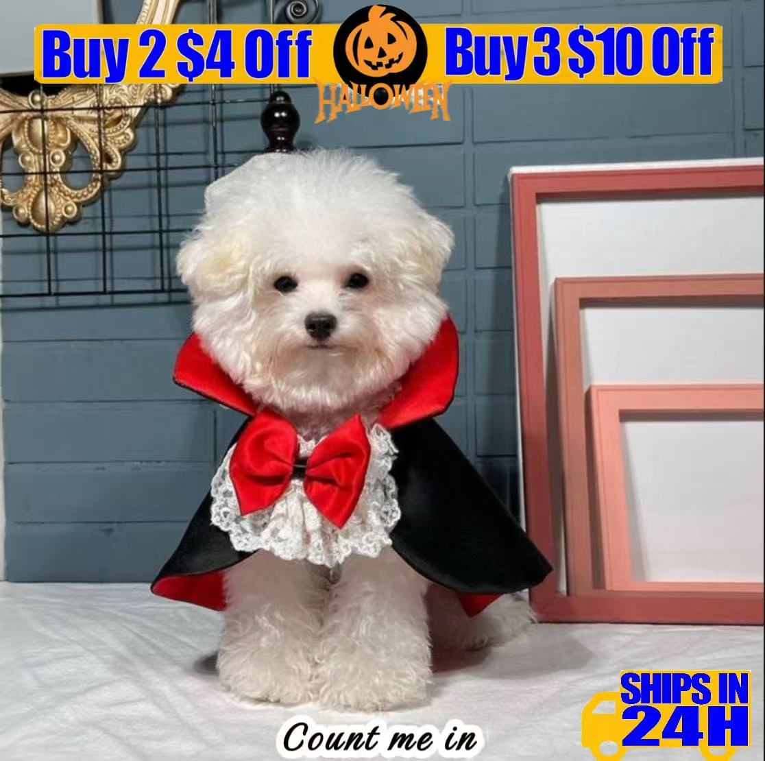Black Friday Deal: Deluxe 3-Costume Pet Photo Set  — Wizard Cape+Hat, Shadow Cloak+Tie, Vampire Earl Cape+Tie  | Extra Owner Bonus: Free Reversible Red-Black Cape + 3-Layer Hooded Mesh Cape (Limited)