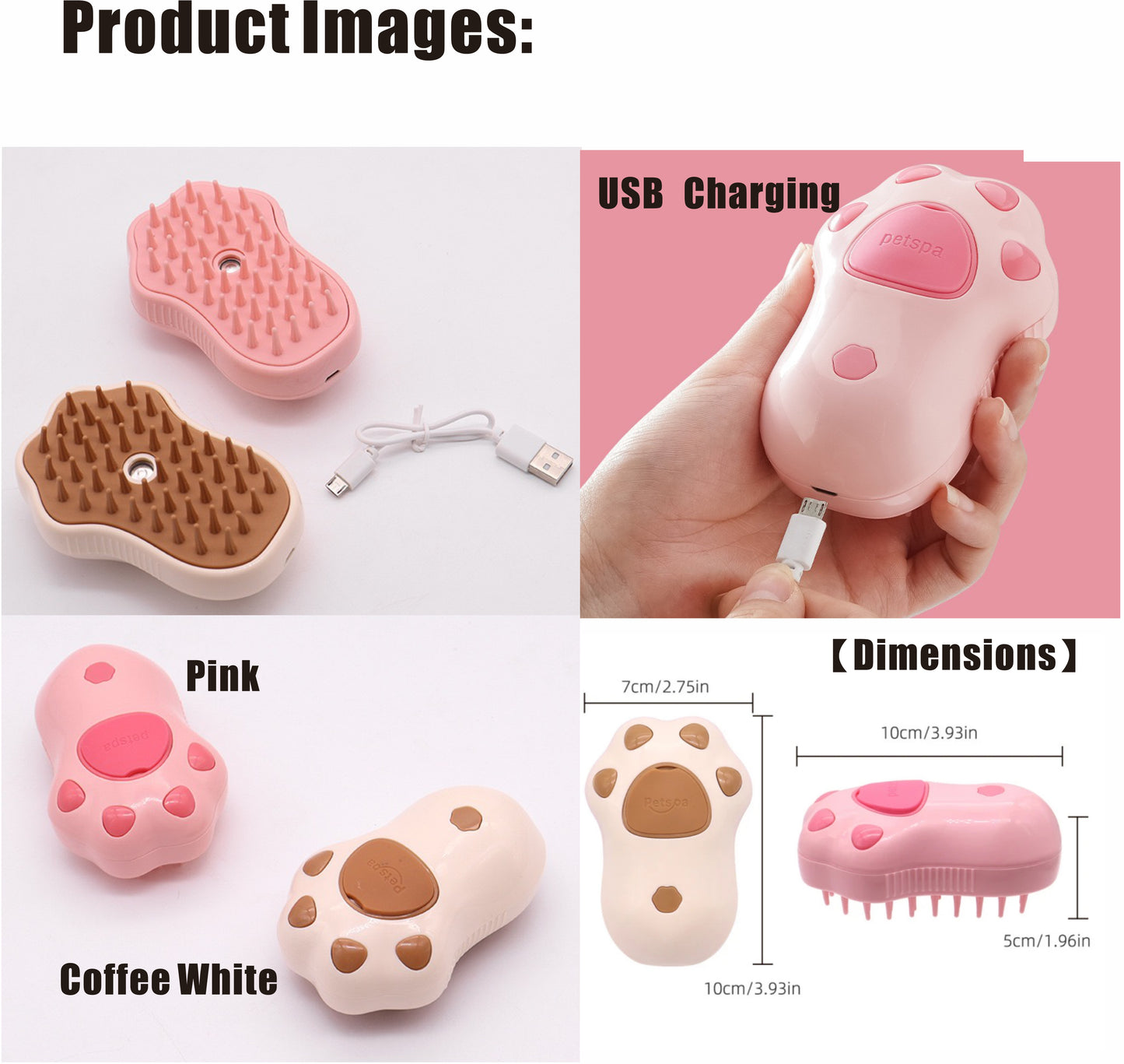 Grooming Duo | 2-in-1 Nail Grinder & Blue Light  Spray Brush | Home Spa Set for Dogs & Cats