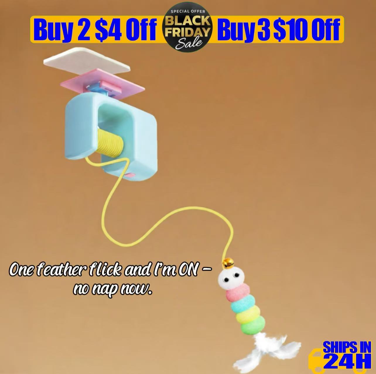 Black Friday Deal — Cat Yoyo Ball: Space-Saving Motorized Play, Free Feather Refill (Limited)