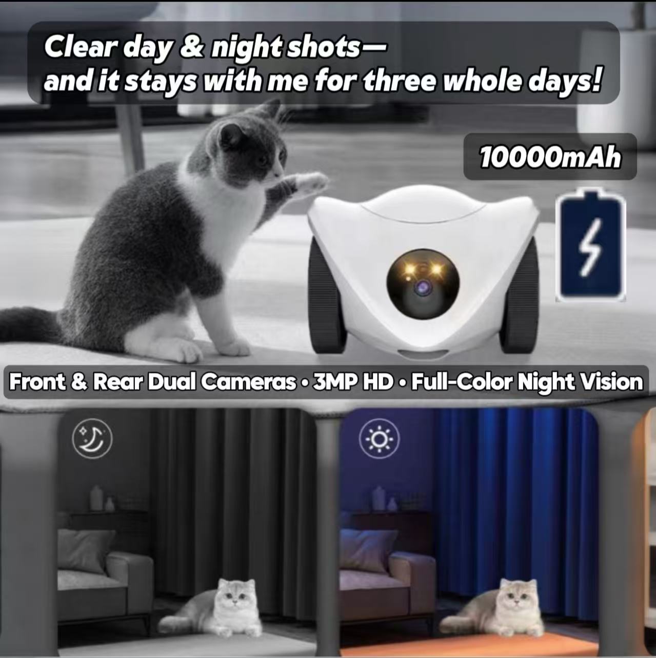 Pawpromise Smart Pet Companion Robot | Mobile Interactive Treat-Feeding Camera |  Two-Way Audio + Dual Lens Night Vision | Capture & Share Pet Moments | Premium Christmas Gift