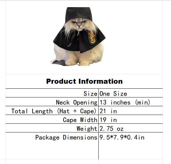 One-Size Hooded Pet Cloak – Cozy Halloween Cape for Dogs & Cats | Cute Pet Costume Outfit | Midnight Pet Cloak，PetCostume，HowloweenChallenge，HalloweenCat，SafeForPets，HalloweenSale