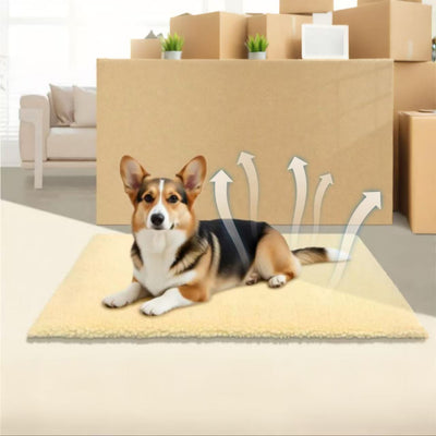 Warm Beige Sherpa Self-Heating Pet Mat — No-Plug Thermal Bed  for Cats & Dogs | Cozy, Silent, Non-Slip Christmas Deal