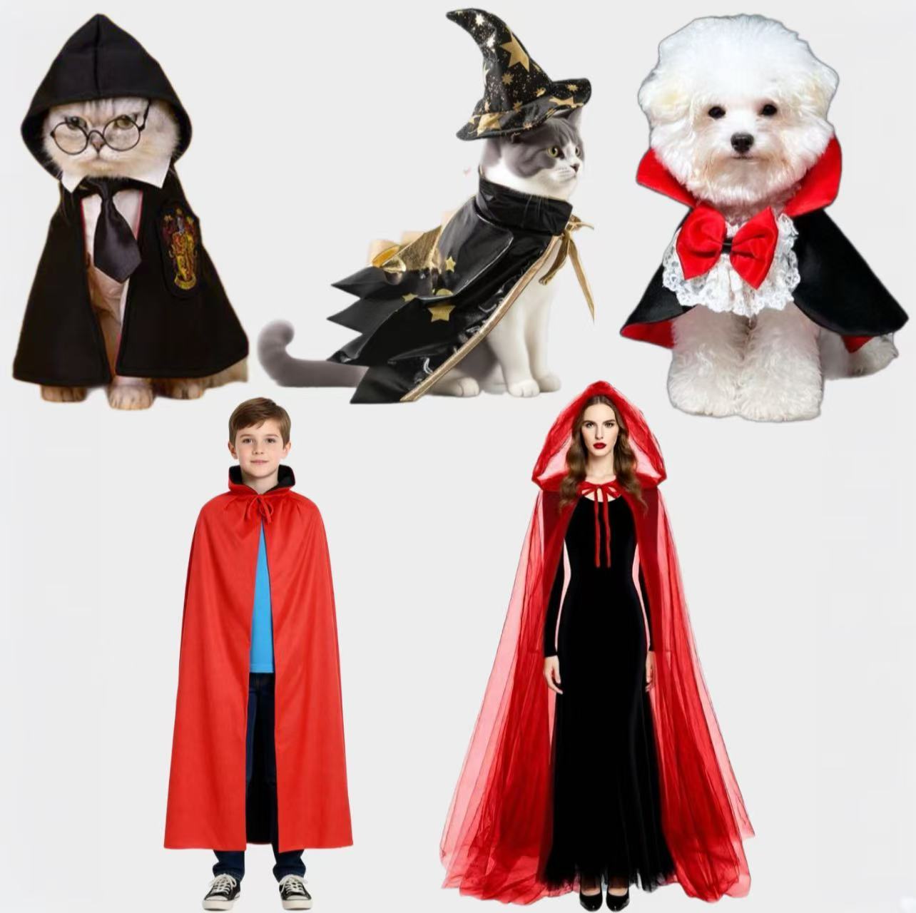 Black Friday Deal: Deluxe 3-Costume Pet Photo Set  — Wizard Cape+Hat, Shadow Cloak+Tie, Vampire Earl Cape+Tie  | Extra Owner Bonus: Free Reversible Red-Black Cape + 3-Layer Hooded Mesh Cape (Limited)