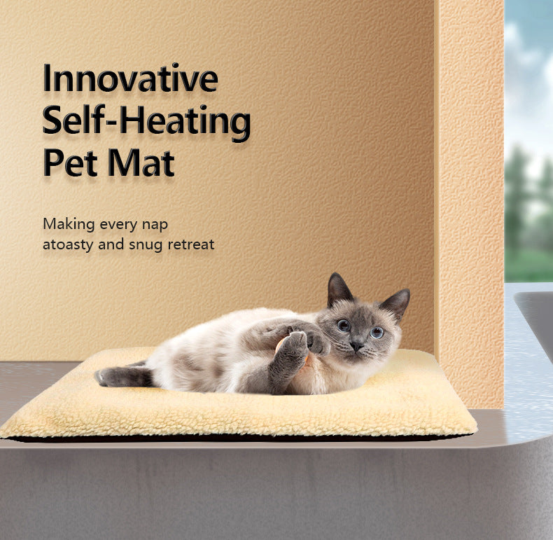 Warm Beige Sherpa Self-Heating Pet Mat — No-Plug Thermal Bed  for Cats & Dogs | Cozy, Silent, Non-Slip Christmas Deal