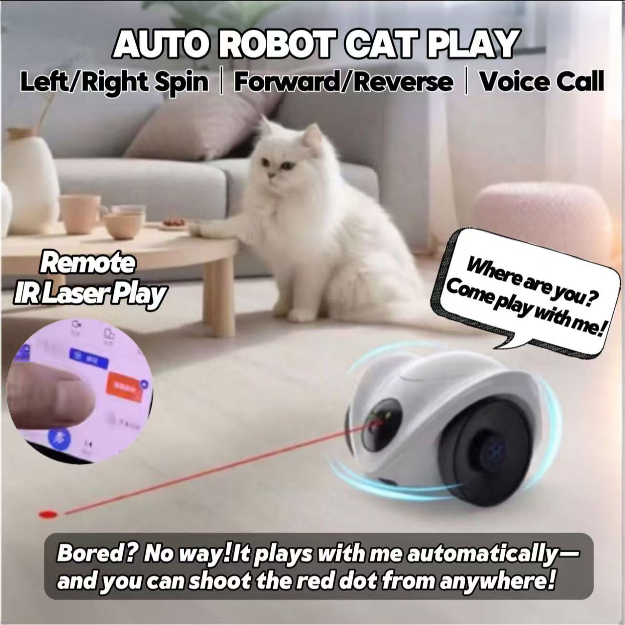 Pawpromise Smart Pet Companion Robot | Mobile Interactive Treat-Feeding Camera |  Two-Way Audio + Dual Lens Night Vision | Capture & Share Pet Moments | Premium Christmas Gift
