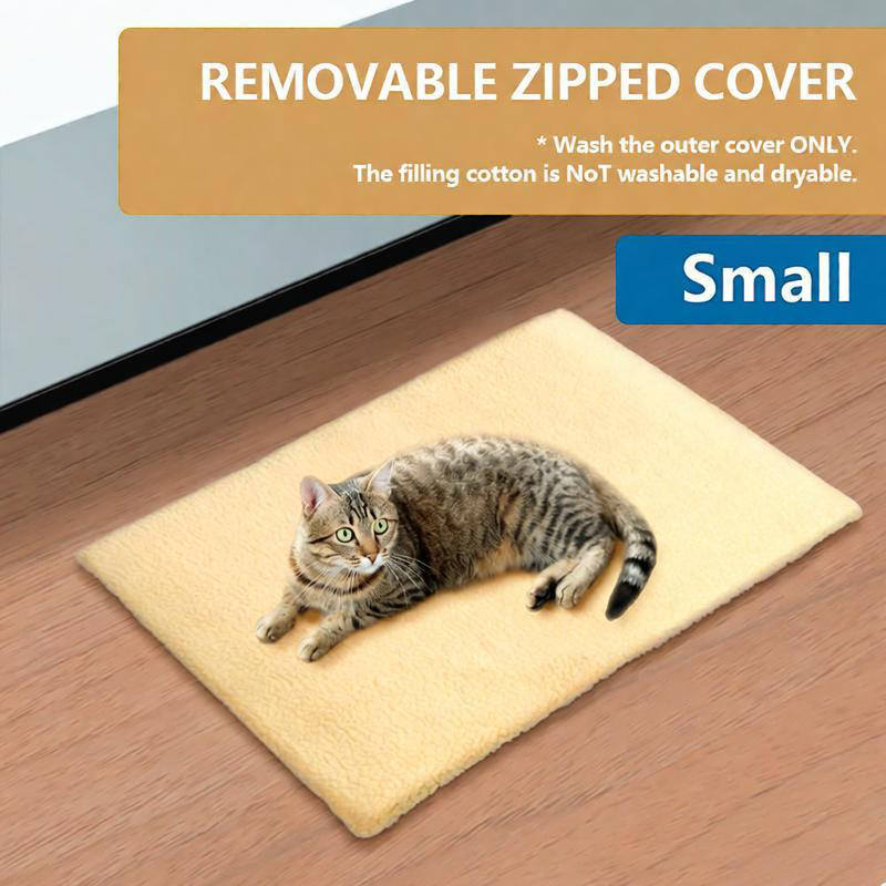 Warm Beige Sherpa Self-Heating Pet Mat — No-Plug Thermal Bed  for Cats & Dogs | Cozy, Silent, Non-Slip Christmas Deal