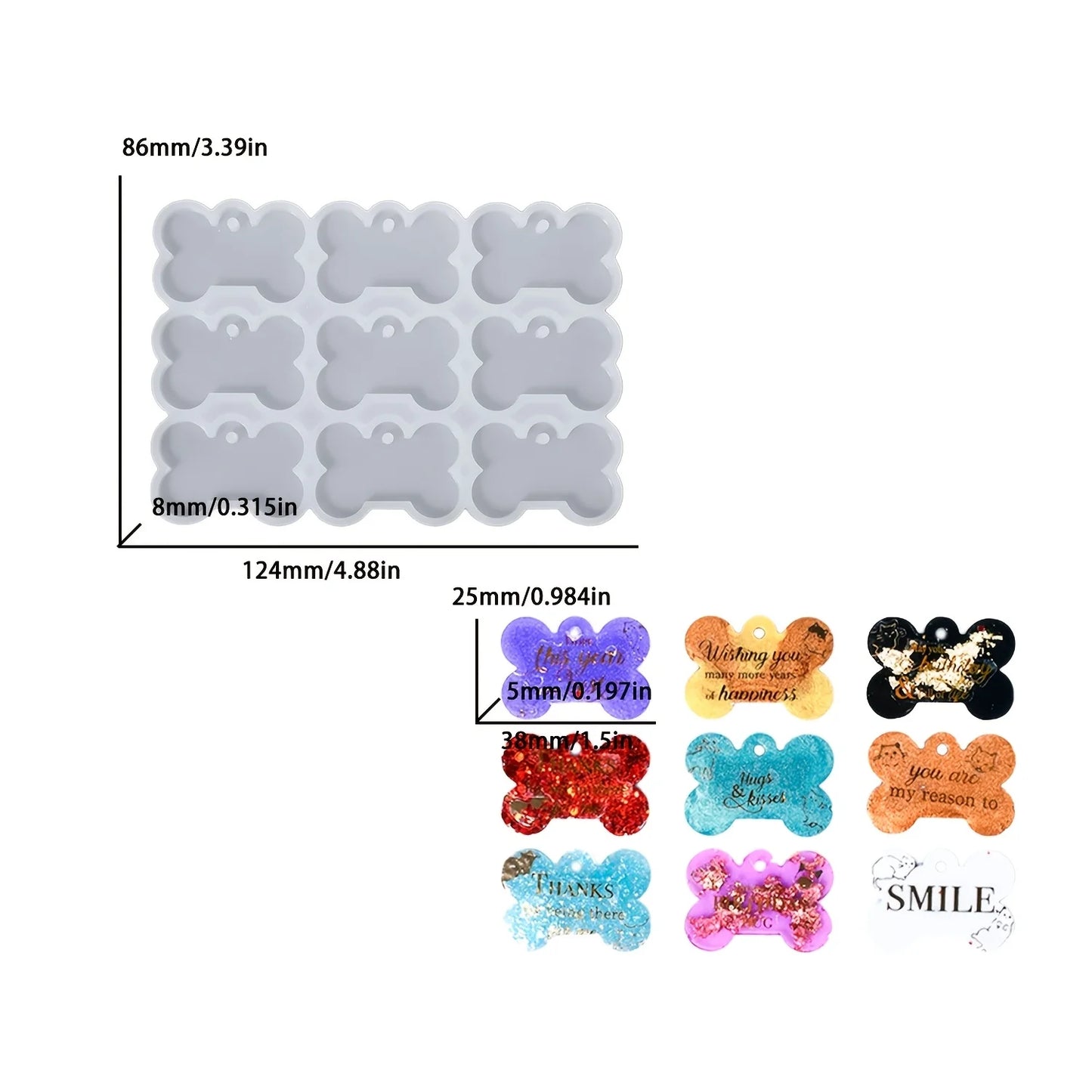 Bone Tag Silicone Mold Resin Casting Set, Pet Dog Pendant Accessory, Beginner Diy Epoxy Resin Handicrafts