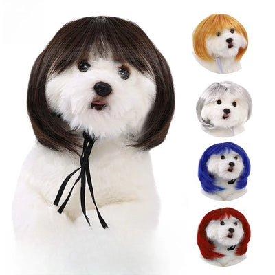 Cute Pet Wigs for Dogs and Cats with Soft Synthetic Hair and Adjustable Elastic Band for Secure Fit During Costume Parties