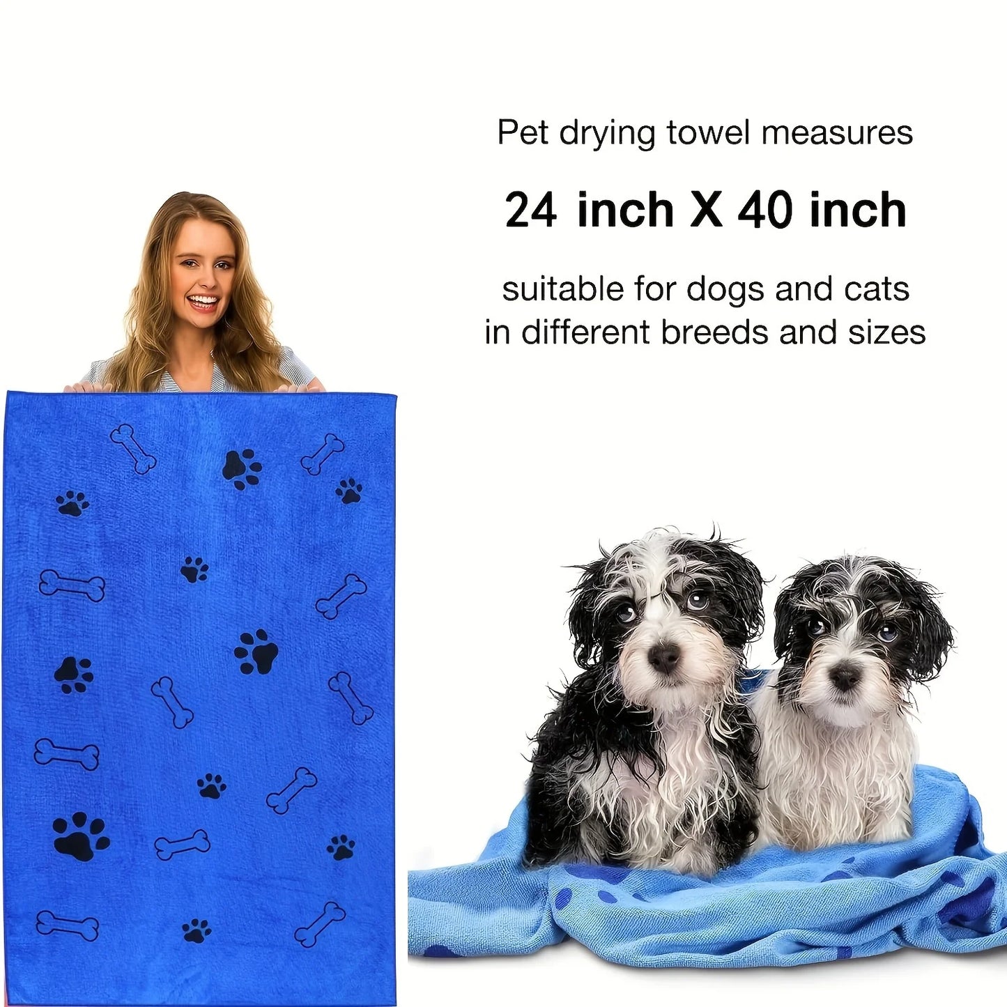 Dog Towel Absorbent Pet Bath Product Fiber Quick-drying Bath Towel Car Wiping Cloth Pet Supplies