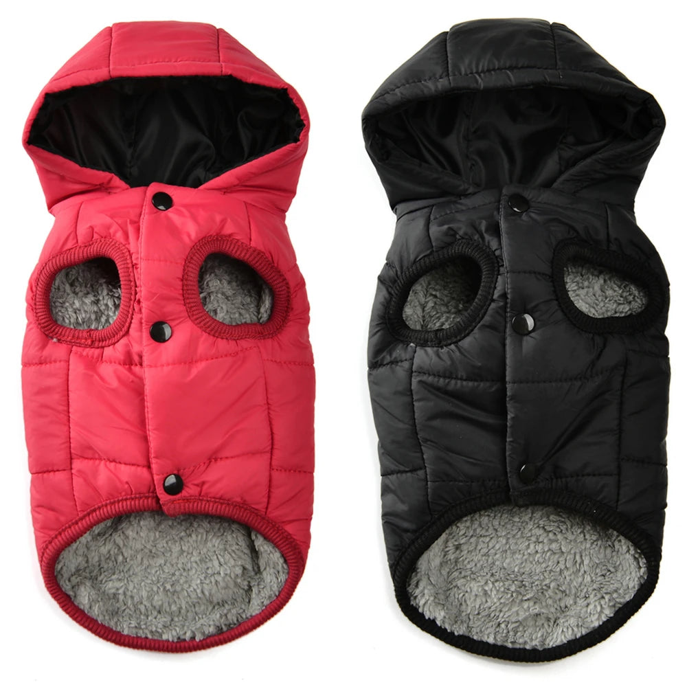 Dog Hooded Winter Jacket Soft Warm Fleece Velvet Puppy Vest Coat  Pet Dog Hat Clothes Cold Proof Winter Padded Yorkies Costume