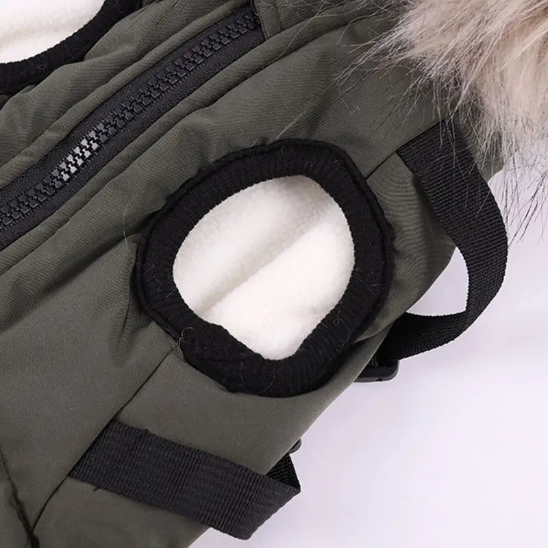 Autumn Winter Warm Pet Dog Jacket With Harness Hooded Dog Padded Coat with Imitation Fur Hat For Small Medium Dogs Puppy Coat