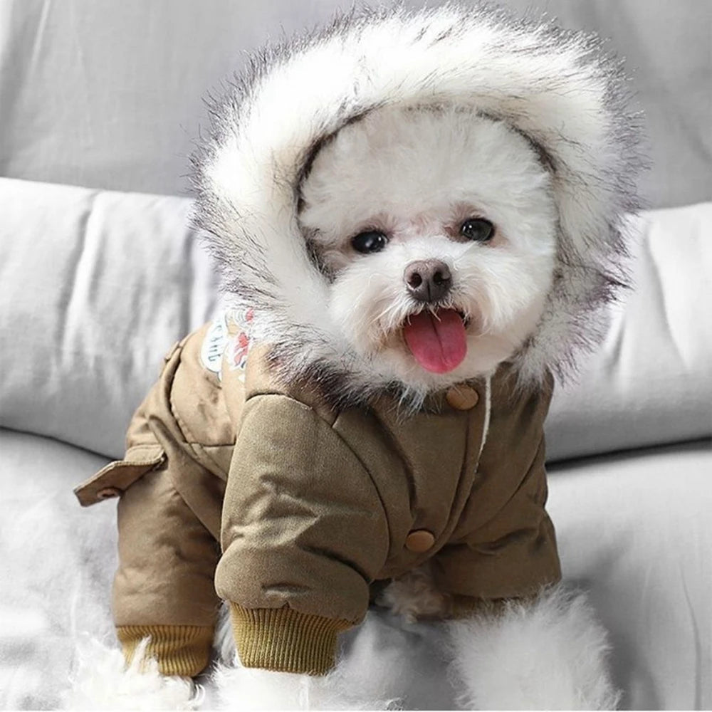 Pet Dog  Thickness Hooded Driver Style Four Legs Cotton Winter Coat