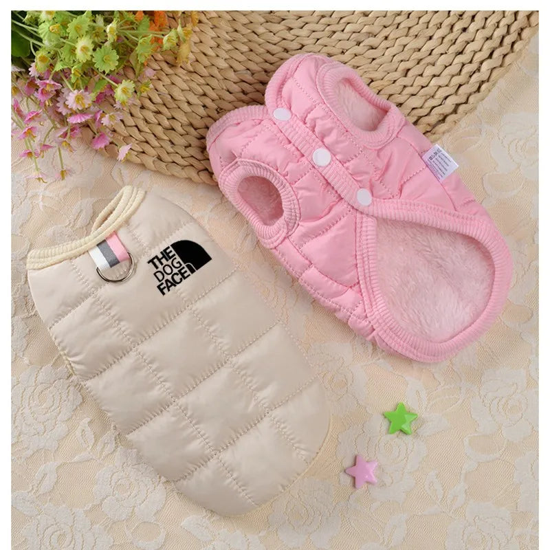 Dog Clothes Winter Warm Pet Coat Small Medium Dog Face Stereo Logo For Chihuahua French Bulldog Costume