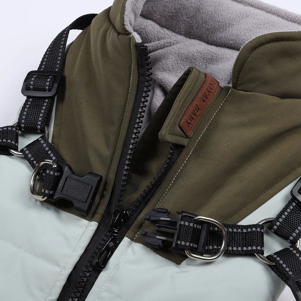 Winter Pet Dog Jacket With Harness Warm Dog Clothes For Labrador Waterproof Big Dog Coat Chihuahua French Bulldog Outfits