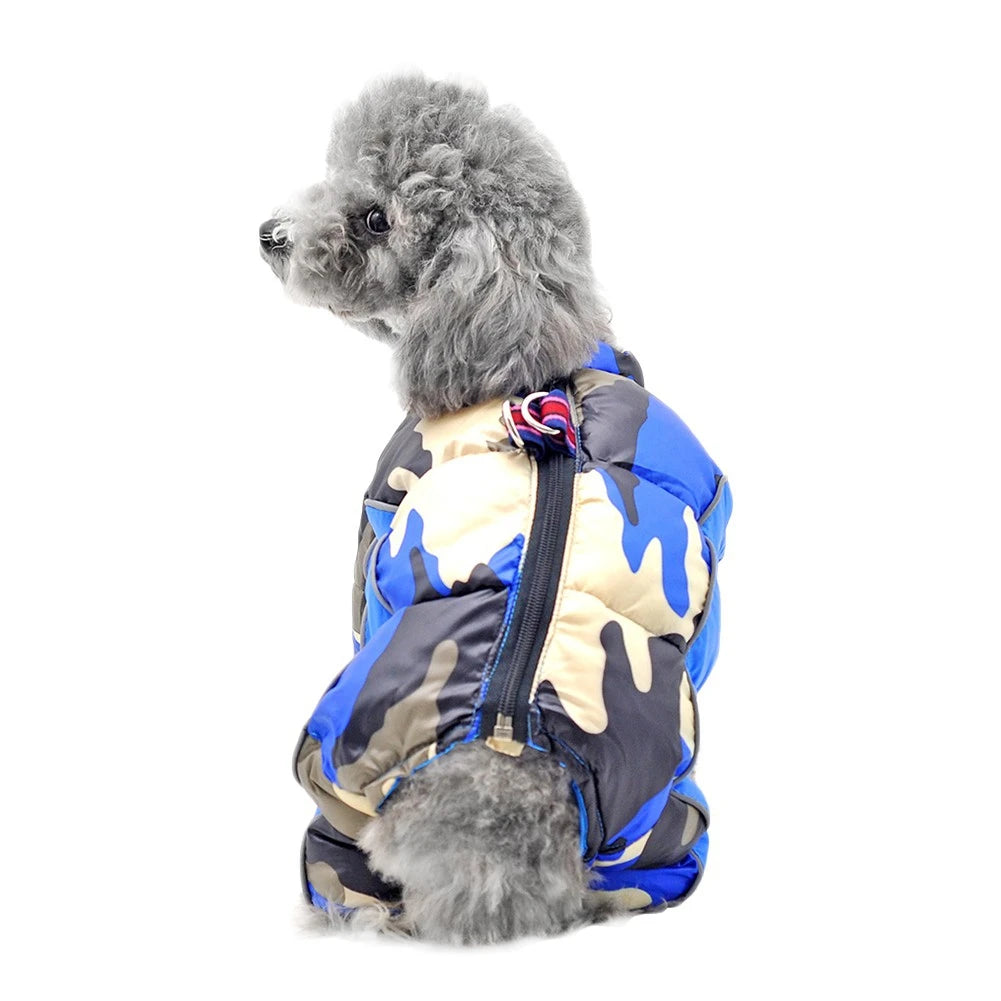 Fullbody Small Dog Coat Warm Fleece Puppy Jacket Dog Winter 4-Leg Puffer Coat Reflective Turtleneck Dog Snow Jacket Snowsuit