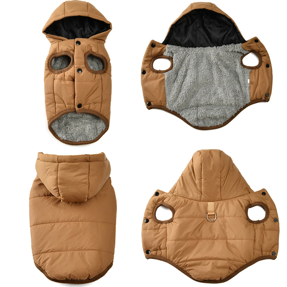 Dog Hooded Winter Jacket Soft Warm Fleece Velvet Puppy Vest Coat  Pet Dog Hat Clothes Cold Proof Winter Padded Yorkies Costume