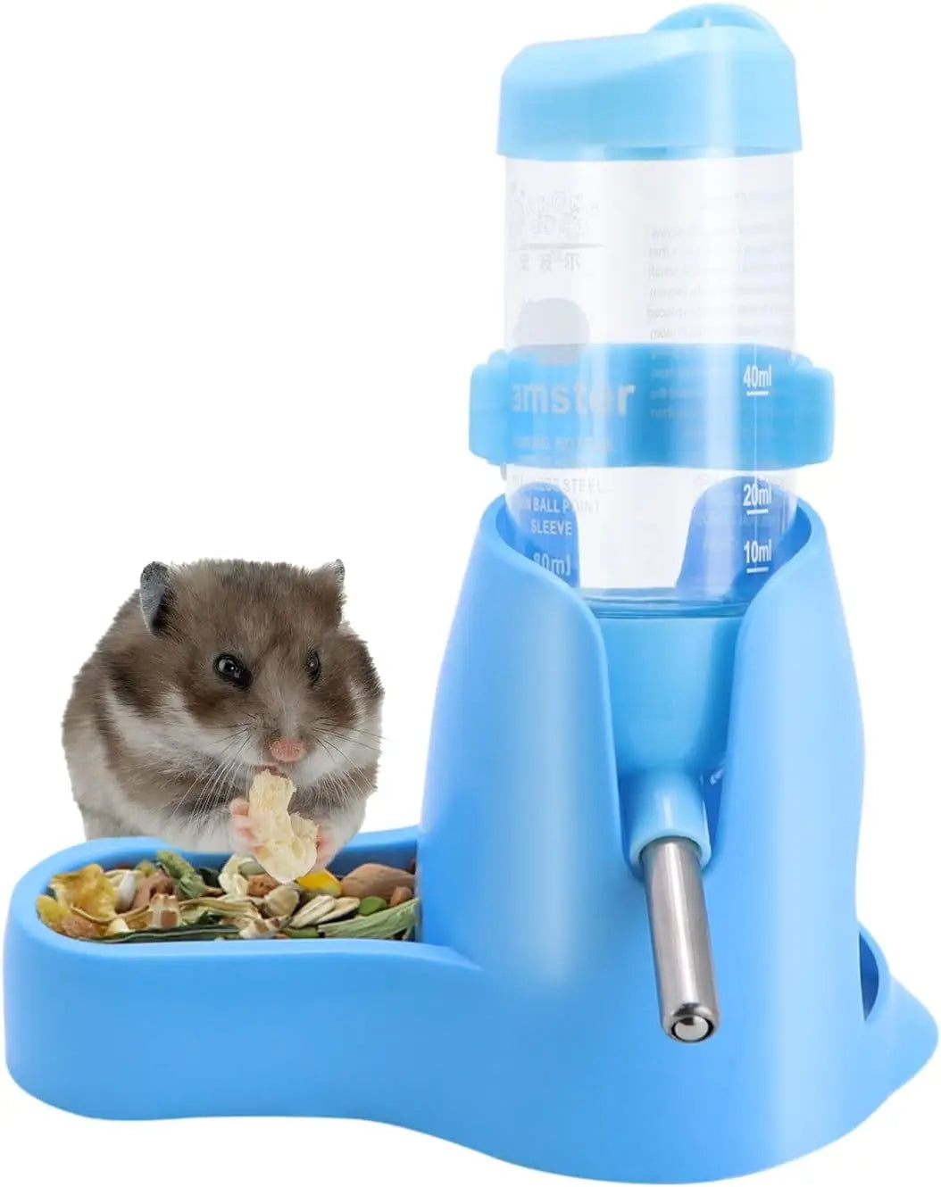 3 in 1 Hamster Hanging Water Bottle 80ml Pet Auto Dispenser with Base for Dwarf Hamster Mouse Rat Hedgehog