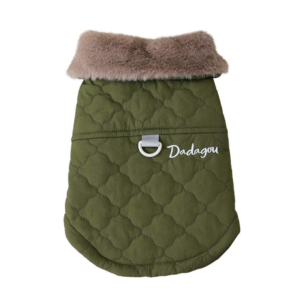 Winter Pet Coat Dog Jacket Big Fur Collar Soft Pet Vest with D-Ring for Small Dogs Puppy Warm Fleece Pet Vest Chihuahua Coats