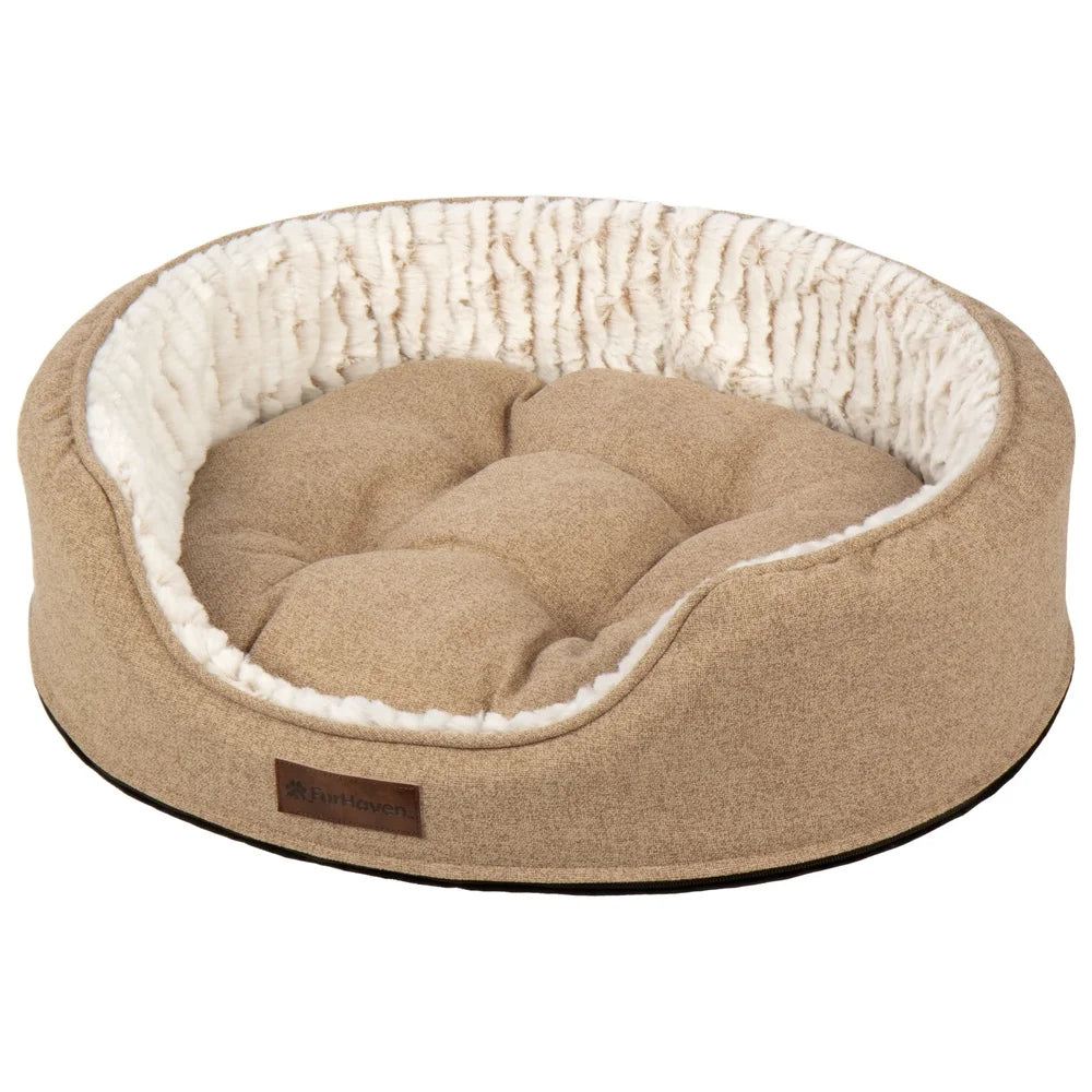 Medium Foam Oval Pet Bed Dogs Cats with Reversible Pillow Easy Clean Comfortable Cuddler Design CertiPUR-US Certified Cozy Plush