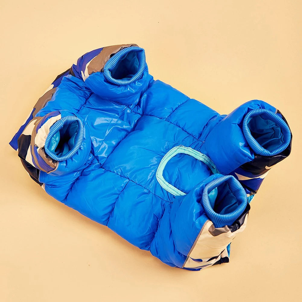 Fullbody Small Dog Coat Warm Fleece Puppy Jacket Dog Winter 4-Leg Puffer Coat Reflective Turtleneck Dog Snow Jacket Snowsuit