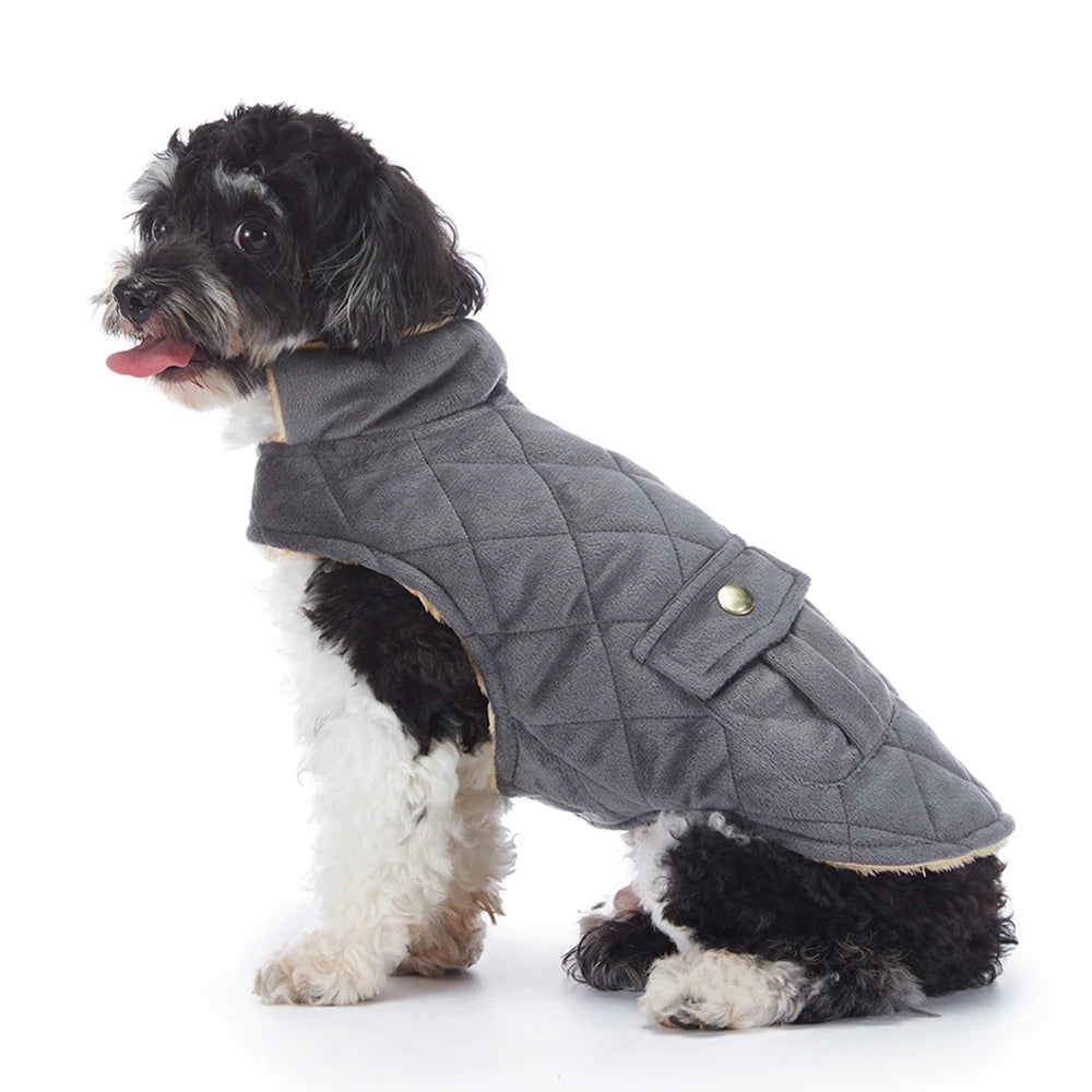 Winter Warm Plush Jackets for Pet Dogs Thickness Double Pockets Fashion Pet Dog Coats Puppy Clothes for Small Medium Large Dogs