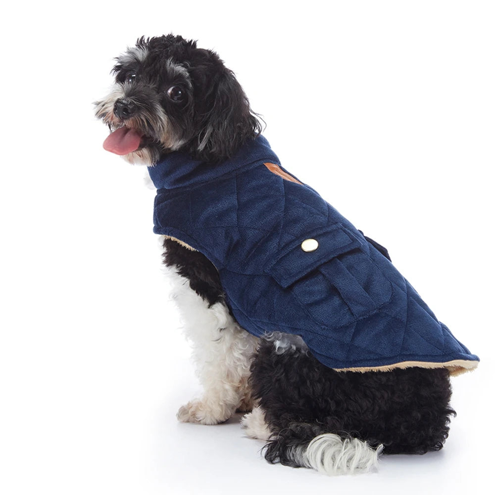 Winter Warm Plush Jackets for Pet Dogs Thickness Double Pockets Fashion Pet Dog Coats Puppy Clothes for Small Medium Large Dogs