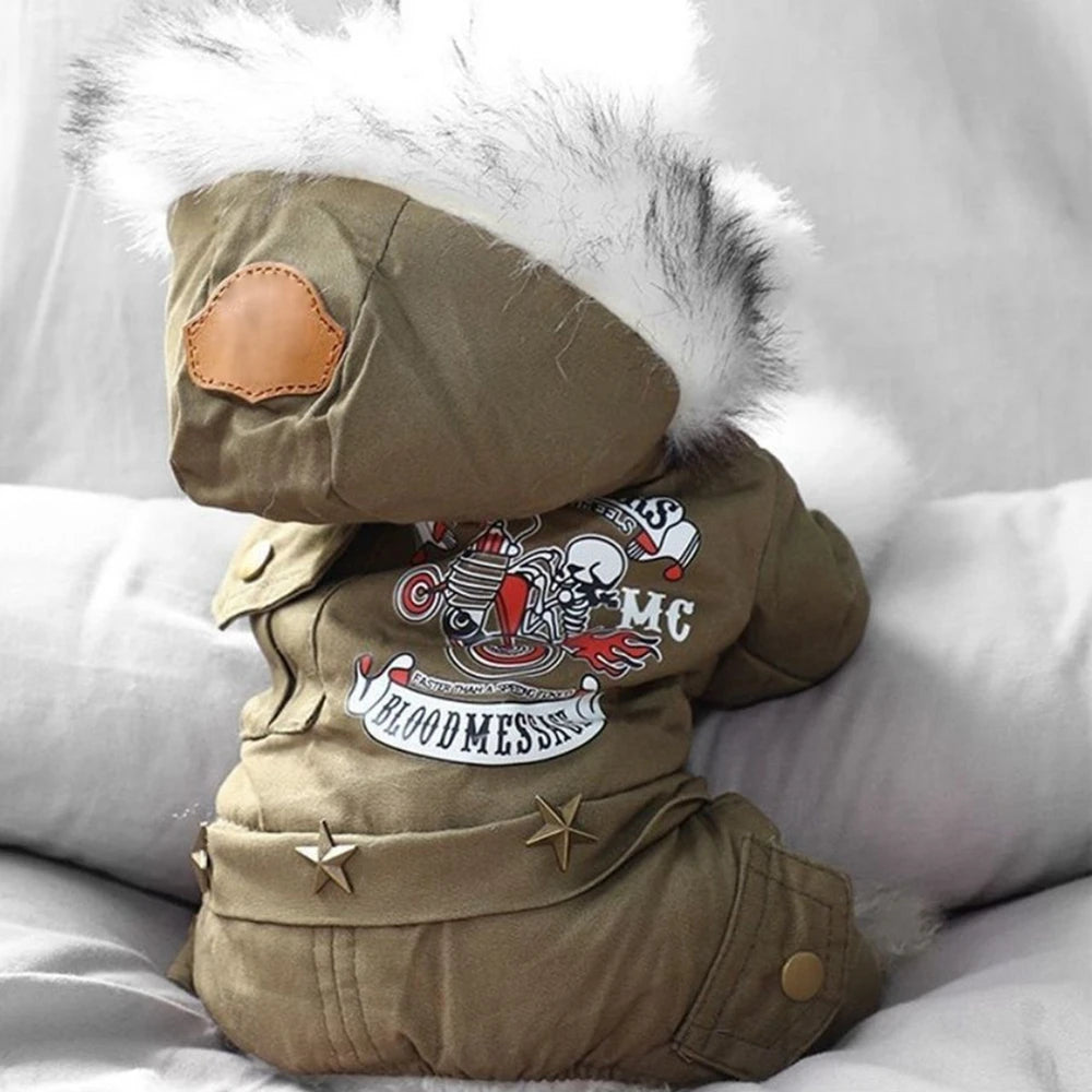 Pet Dog  Thickness Hooded Driver Style Four Legs Cotton Winter Coat