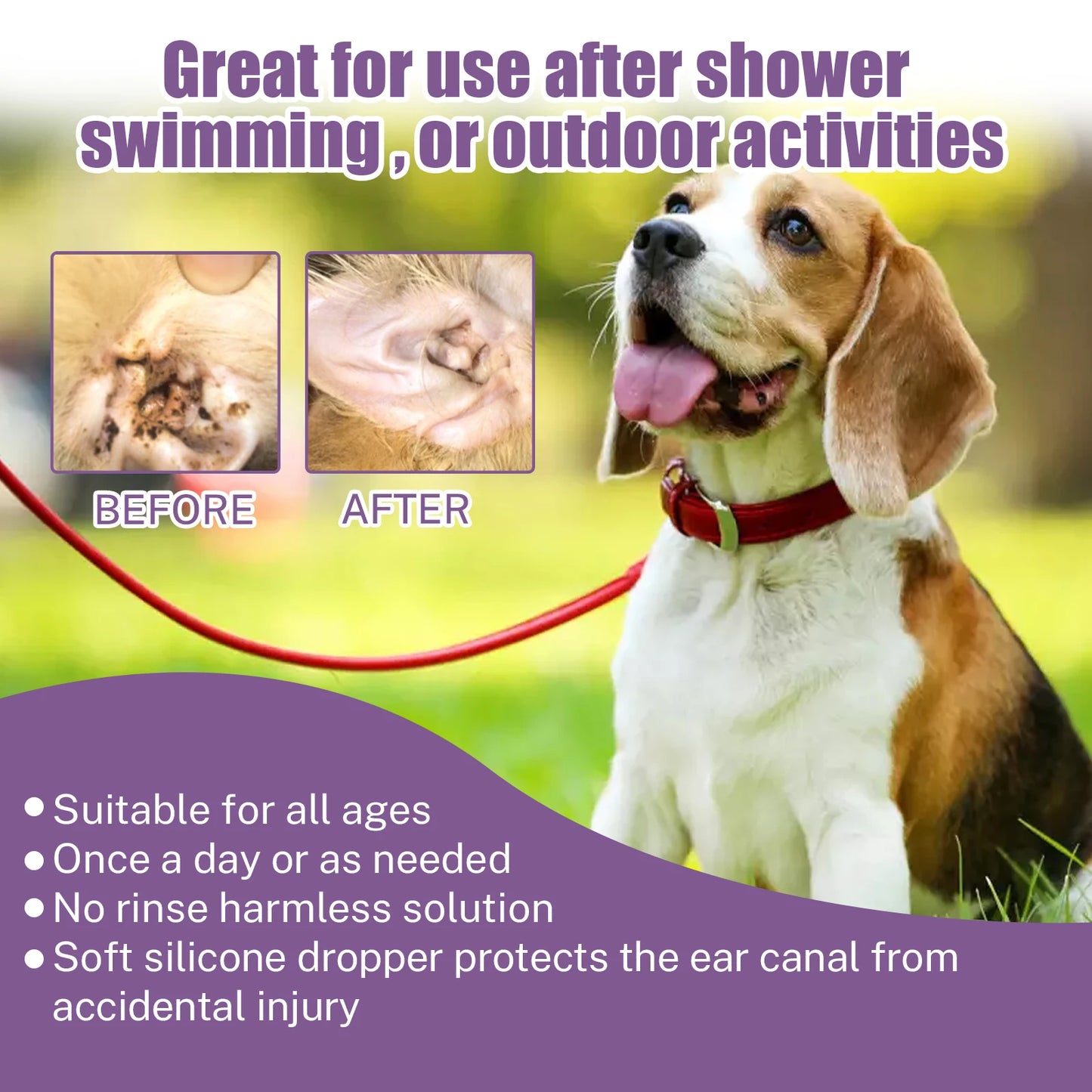 Hypoallergenic Pet Ear Cleaning Solution Gentle Non Irritating Vet Recommended Cleansing for Dog Cat Sensitive Ear
