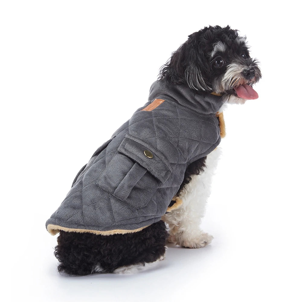 Winter Warm Plush Jackets for Pet Dogs Thickness Double Pockets Fashion Pet Dog Coats Puppy Clothes for Small Medium Large Dogs