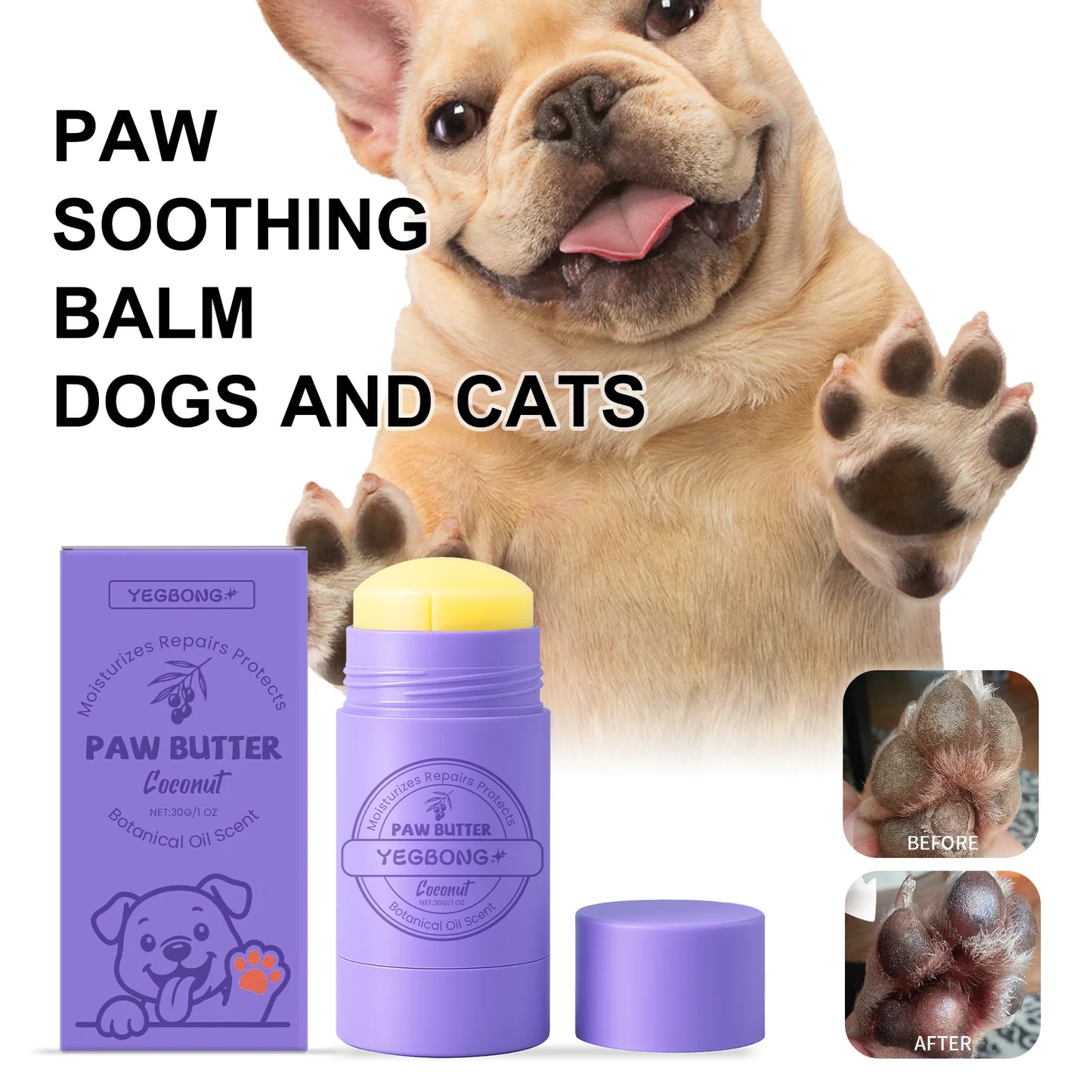 Paw Soothing Balm Dogs and Cats 30g Moisturizing Paw Pad Care Cream with Beeswax Mineral Oil Relieve Dry Cracked Paws Naturally