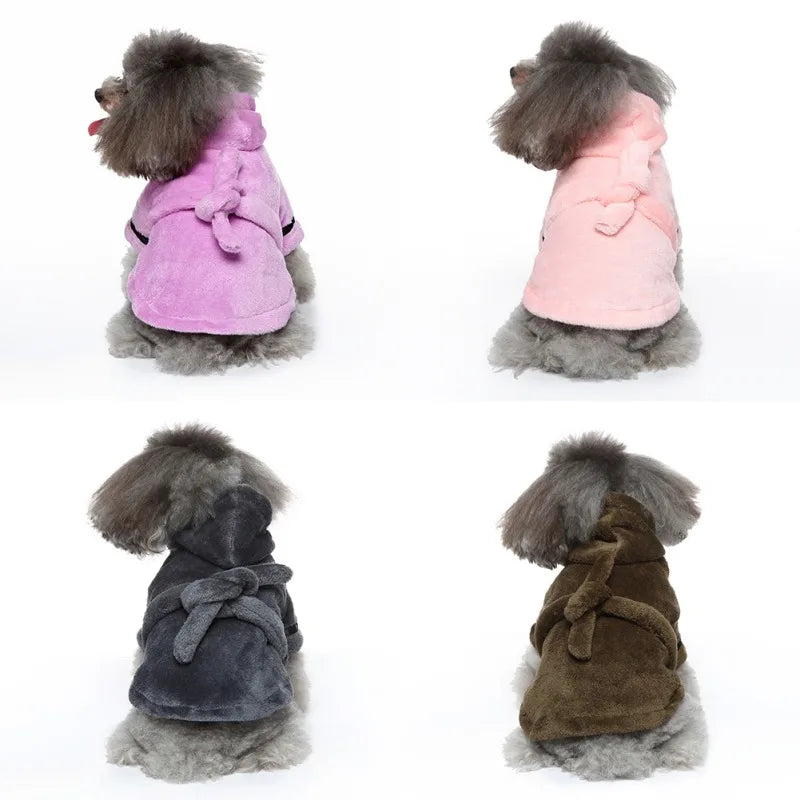 Pet Dog Bathrobe with Hooded Dog Pajamas Sleeping Clothes Soft Pet Bath Drying Towel Clothes For Puppy Dogs Cats Coat Pet Supply