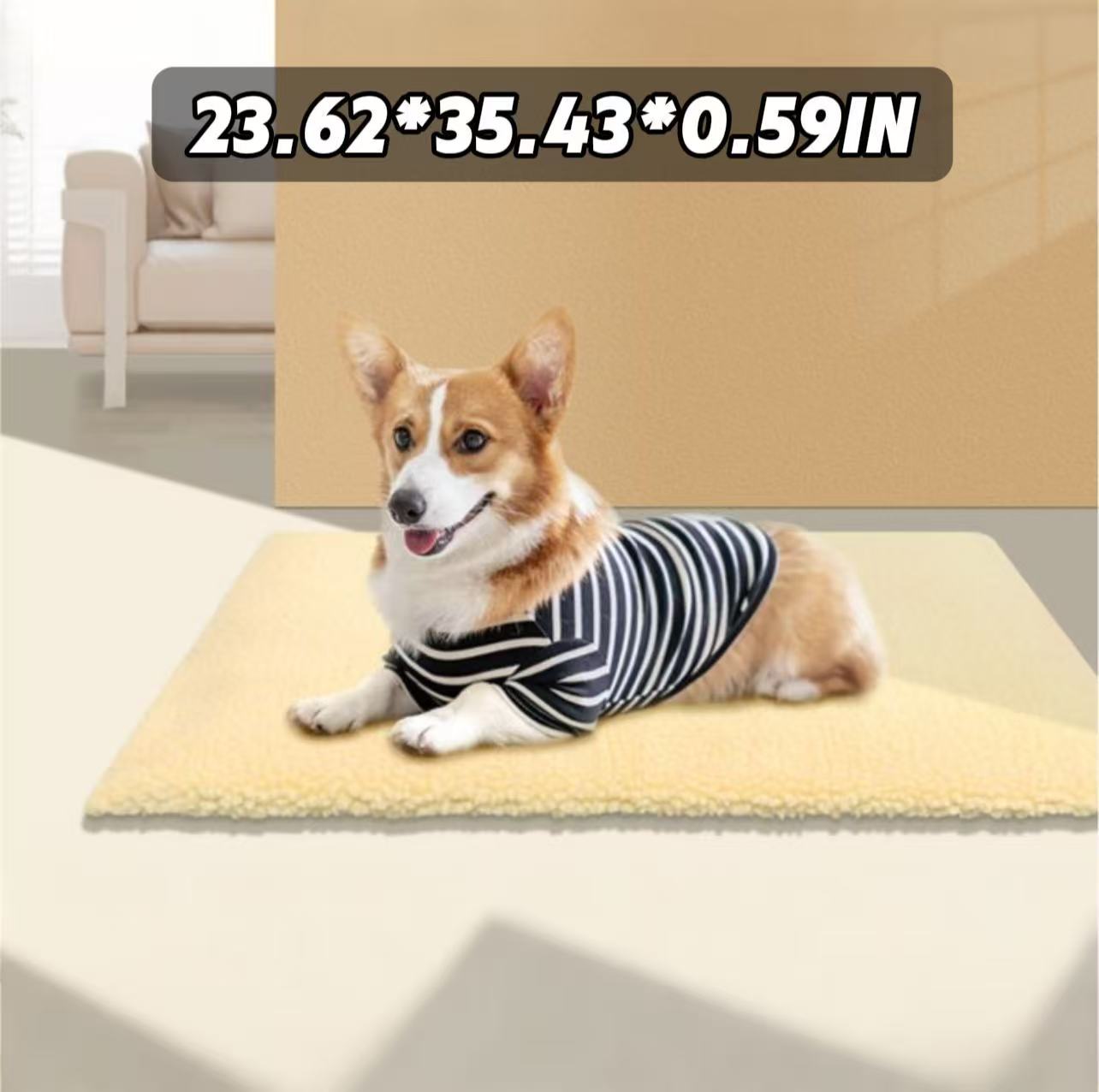 Warm Beige Sherpa Self-Heating Pet Mat — No-Plug Thermal Bed  for Cats & Dogs | Cozy, Silent, Non-Slip Christmas Deal