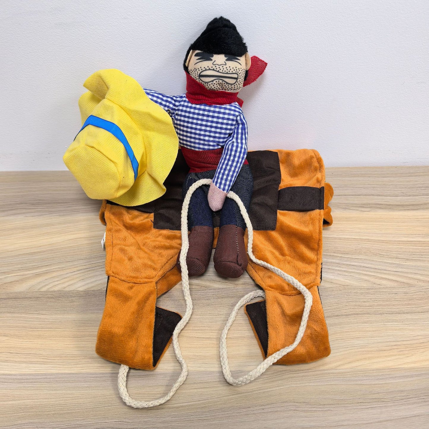 Cowboy Ride-On Pet Costume — Cowboy Shades & Straw Hat Outfit for Dogs & Cats 4 Sizes (S–XL)  Plush Rider Doll Quick-On Velcro  Photo-Ready Halloween / Party LookPhoto-Ready  Halloween Outfit PetCostume TrickOrTreat HalloweenCat PetHalloween HalloweenSale