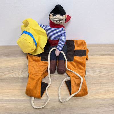 Cowboy Ride-On Pet Costume — Cowboy Shades & Straw Hat Outfit for Dogs & Cats 4 Sizes (S–XL)  Plush Rider Doll Quick-On Velcro  Photo-Ready Halloween / Party LookPhoto-Ready  Halloween Outfit PetCostume TrickOrTreat HalloweenCat PetHalloween HalloweenSale