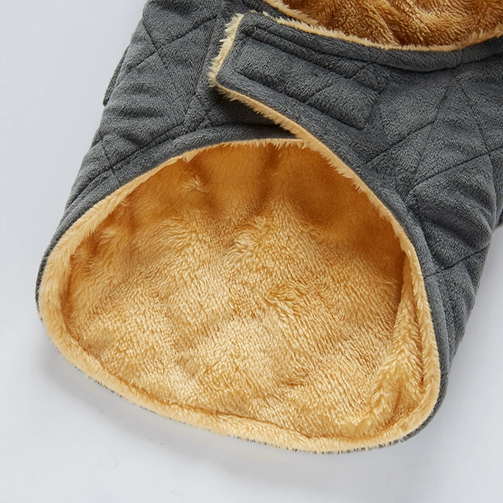 Winter Warm Plush Jackets for Pet Dogs Thickness Double Pockets Fashion Pet Dog Coats Puppy Clothes for Small Medium Large Dogs
