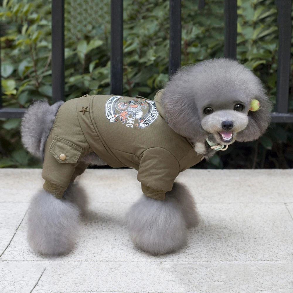 Pet Dog  Thickness Hooded Driver Style Four Legs Cotton Winter Coat