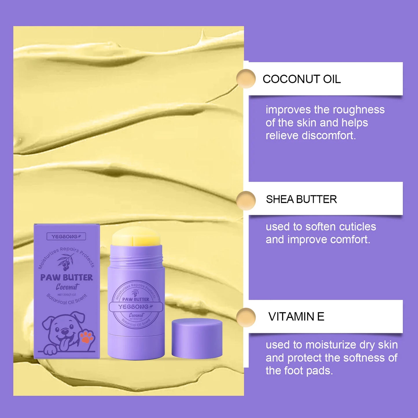 Paw Soothing Balm Dogs and Cats 30g Moisturizing Paw Pad Care Cream with Beeswax Mineral Oil Relieve Dry Cracked Paws Naturally