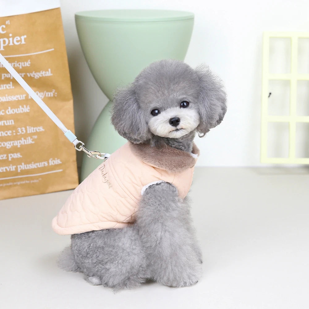 Winter Pet Coat Dog Jacket Big Fur Collar Soft Pet Vest with D-Ring for Small Dogs Puppy Warm Fleece Pet Vest Chihuahua Coats