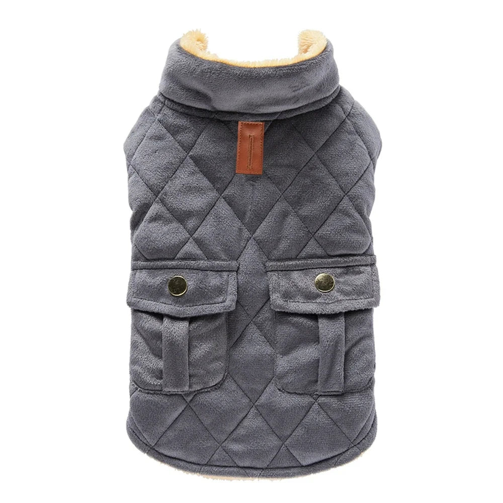 Winter Warm Plush Jackets for Pet Dogs Thickness Double Pockets Fashion Pet Dog Coats Puppy Clothes for Small Medium Large Dogs